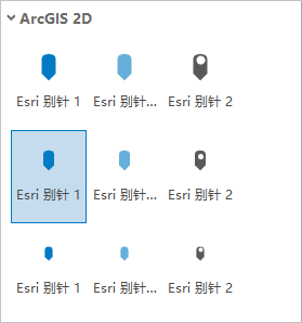 符号系统窗格中的 Esri Pin 符号