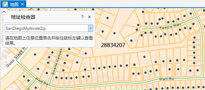在地图视图中打开的“地址检查器”工具叠加窗口