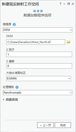 “数据加载程序选项”窗格