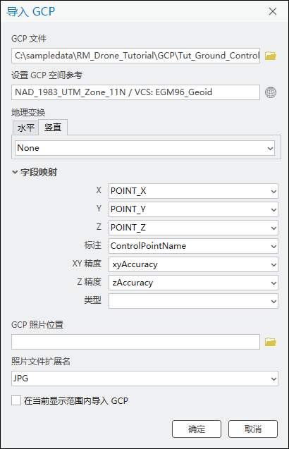 导入 GCP 窗口