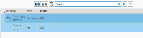 使用 cookie 进行的关键字搜索找到了两个实体
