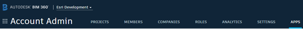 Autodesk BIM 360 Account Admin 设置选项用户界面