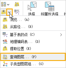 展开“添加数据”菜单并选择“查询图层”。