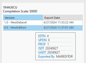 Details for an export in the S-57 Product Manager pane