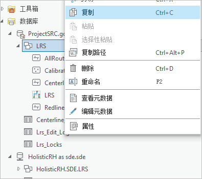 复制 LRS 要素数据集