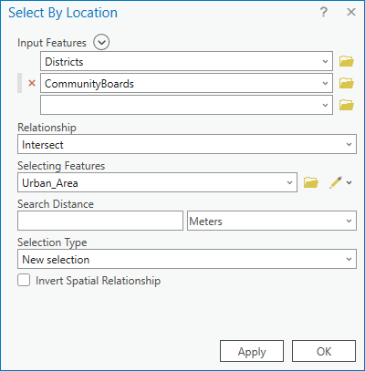 Select By Location parameters Select By Location parameters