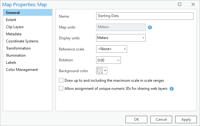 Map Properties dialog box Map Properties dialog box